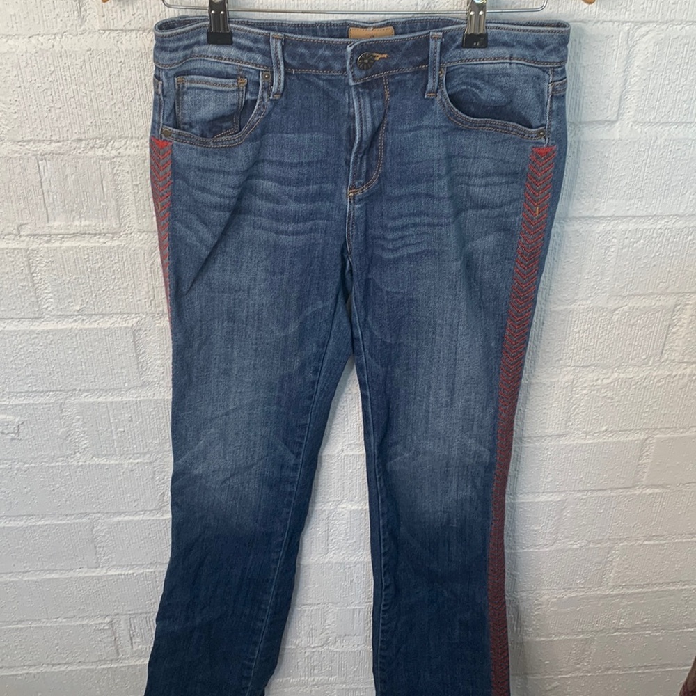 DRIFTWOOD Denim Kelly Embroidered Chevron Bootcut Jeans size 28